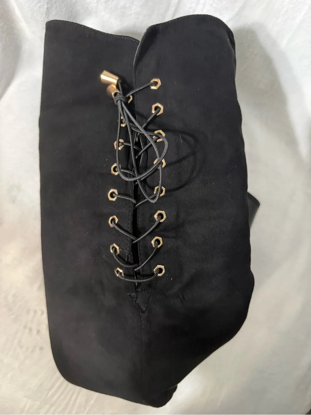 TOP Moda Black Over-the-Knee Block Heel Lace-Up Boots